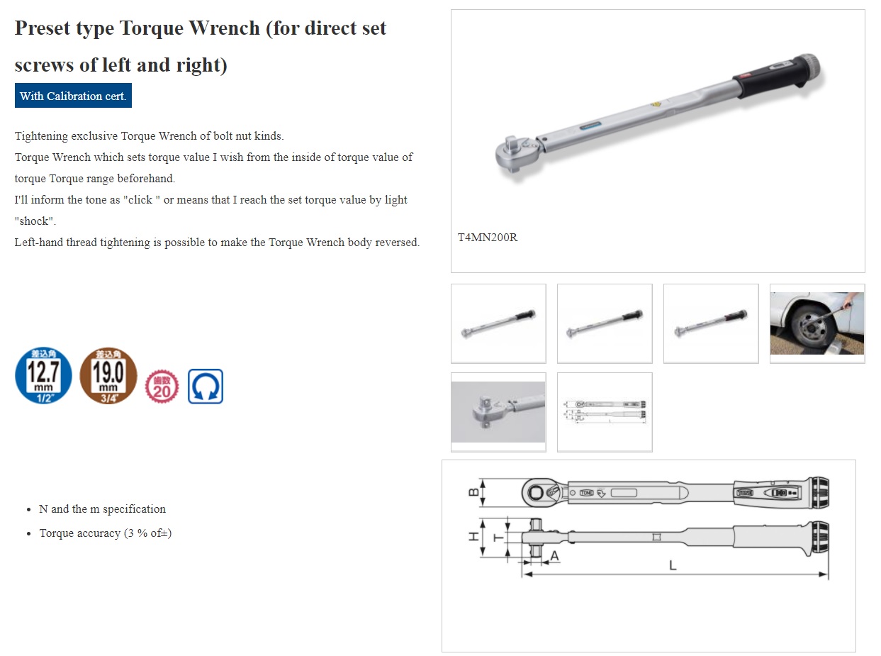 Ichiban Precision Sdn Bhd Tone Tone Torque Wrench, Preset Type